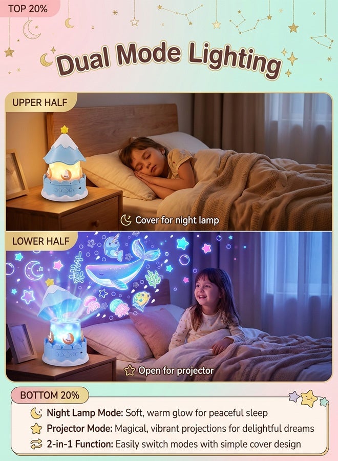 جودي بلاي مصباح عرض للأطفال على شكل كاروسيل - أزرق - قابل للتوصيل بالكهرباء يتميز هذا المصباح بـ 21 مجموعة أفلام و 3 ألوان إضاءة، ويقدم 21 مشهدًا مميزًا بما في ذلك السماء المرصعة بالنجوم لتهدئة الأطفال للنوم، وحيدات القرن الحالمة، ومناظر المحيط، واحتفالات أعياد الميلاد، والموضوعات التعليمية، والرسوم الحيوانية. استمتع برفقة رومانسية جديدة كل ليلة. - Image 5